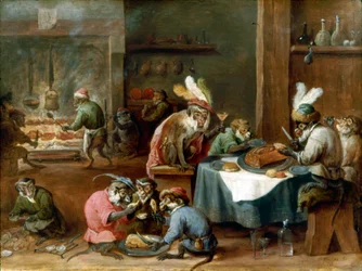 Meal of Costumed Monkeys